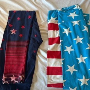 Set of 2 pairs LuLaRoe USA Stars and Stripes Leggings women’sTC